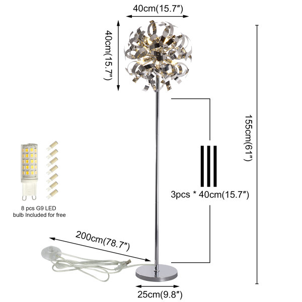 House of Hampton® Herrick 61'' Chrome Novelty Floor Lamp Set Wayfair